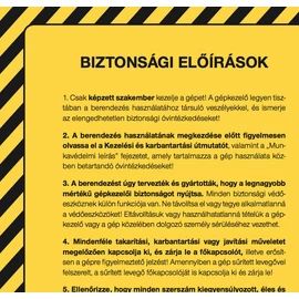 Biztonsági előírások matrica